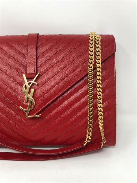 red and gold ysl bag|YSL red bag gold chain.